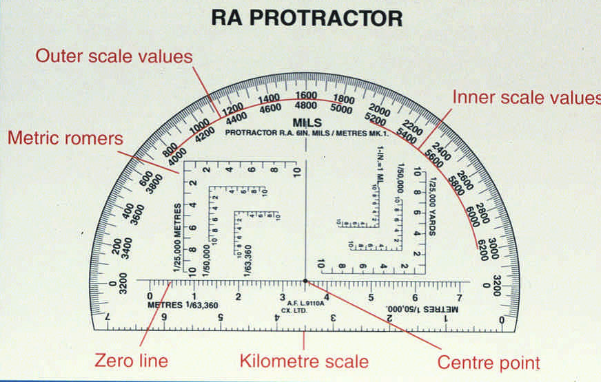 Military Protractor Army Mills RA MOD Pathfinder Romer Cadets  Mils Protracter