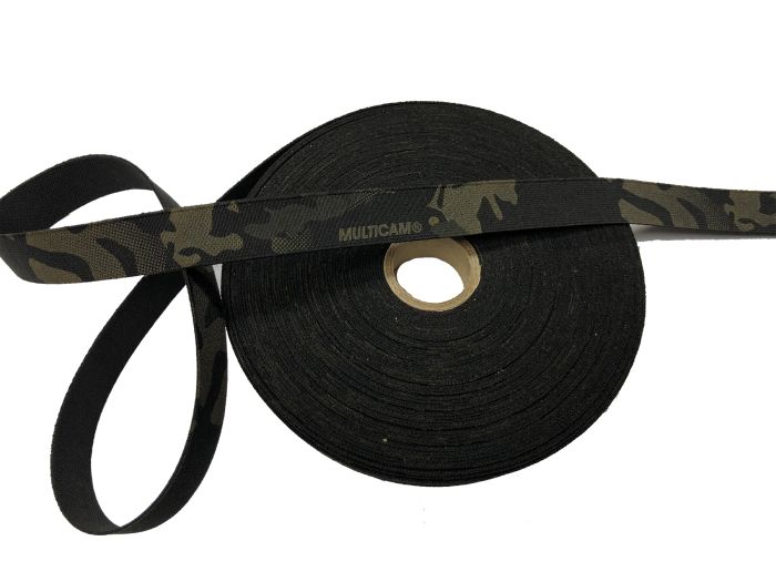 25mm / 1" Single Sided Crye Multicam Black Elastic