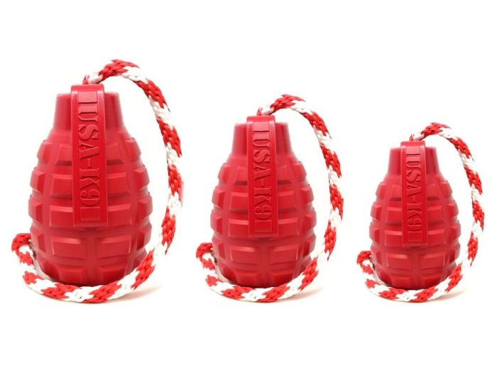 USA-K9 Grenade Reward Toy With Rope - Red