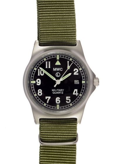 MWC G10 LM Military Watch showing olivbe green Strap