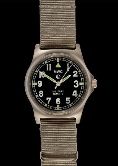MWC G10 LM Non Date Stainless Steel Military Watch (Grey Strap)