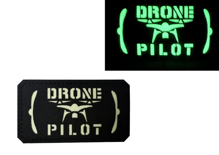 DRONE PILOT Laser-Cut Badge – Glow in the Dark, Velcro Backed (5cm x 9cm) - TRF