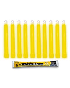 Box of 10 (TEN) 12 Hour 6” SnapLight (15cm) Yellow lightstick (Cyalume® Branded)