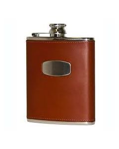 Black Croc Leather 6oz Hip Flask by David Nickerson