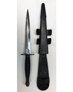 Genuine Fairbairn Sykes Commando Knife - Bright Carbon Steel Blade + Leg Sheath