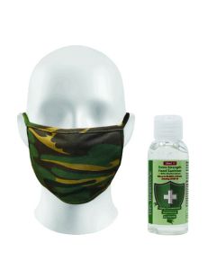 Camouflage Face Mask + 50ml Extra Strength Hand Sanitiser (80% Alcohol)