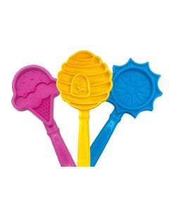 sodapup-lickstick-from-left-to-right,-pink-ice-cream-cone,-yellow-honeycomb,-blue-flower