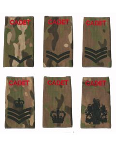 ACF / CCF Rank Slide RED CADET on MTP / Multicam - Black Thread (All Ranks)