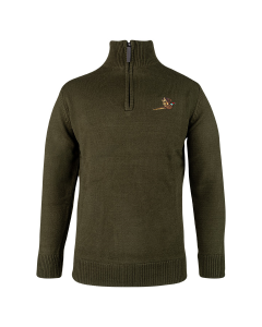 Jack Pyke Pheasant Zip Neck Pullover – Olive Country Sweater with Embroidered Logo