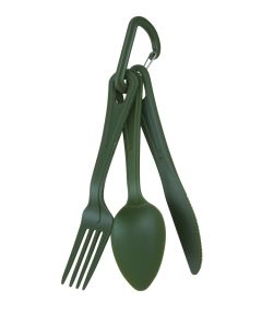 Kombat Plastic KFS Set with Carabiner - Knife Fork Spoon