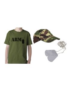 Kids Army T-shirt Cap & Dog Tags Set 