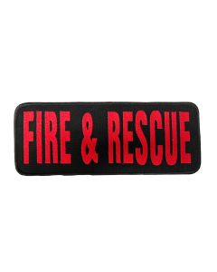 Fire & Rescue Service Embroidered Patch – Red on Black (Velcro-Backed) 25cm x 10cm