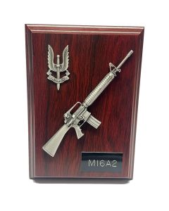 SAS Plaque M16A2 Rifle and Cap Badge in Pewter (6" x 4")