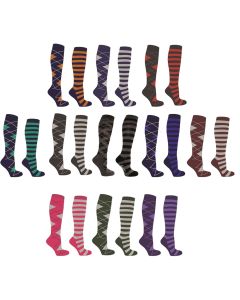 Mark Todd Argyle & Stripe Twin Pack Padded Riding Socks 