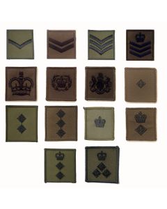 Olive Green VELCRO Brand Hook backed Rank Patch (All Ranks)