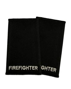 PAIR UK Fire Service Rank Epaulettes – FIREFIGHTER (Silver Embroidery on Black)