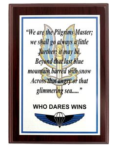 Special Air Service Pilgrims Prayer Plaque (7" x 5")