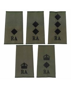 Royal Artillery Officer Rank Slide - Single officers rank slide Olive Green 