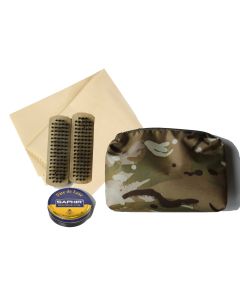 Boot / Shoe Cleaning Kit Black SAPHIR Polish - Selvyt Cloth - MTP Multicam Pouch