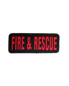 Fire & Rescue Service Embroidered Patch – Red on Black (Velcro-Backed) 12.5cm x 5cm