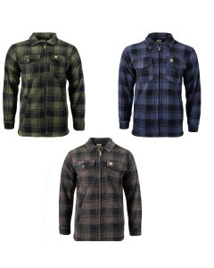 Jack Pyke Tundra Fleece Lined Shirt Jacket – Brown / Green / Blue Check Outdoor Country Overshirt
