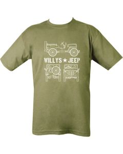 Willy's Jeep Up T-Shirt - Olive Green (old style)