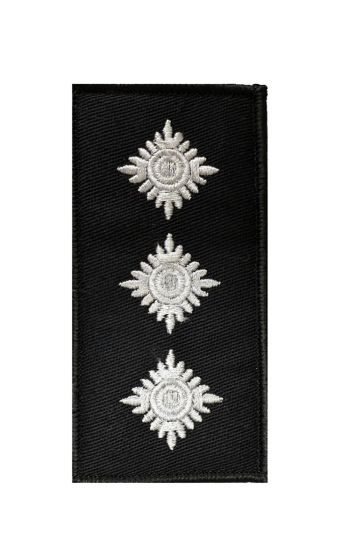 White on Black 3 Pip Bath Star Velcro Rank Patch – 10cm x 5cm