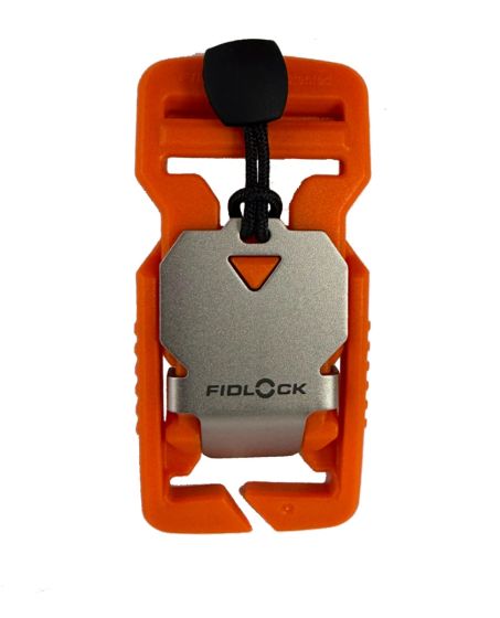 Orange Fidlock V-Buckle - 25mm / 1" Split bar + Stainless Steel Pull Tab 