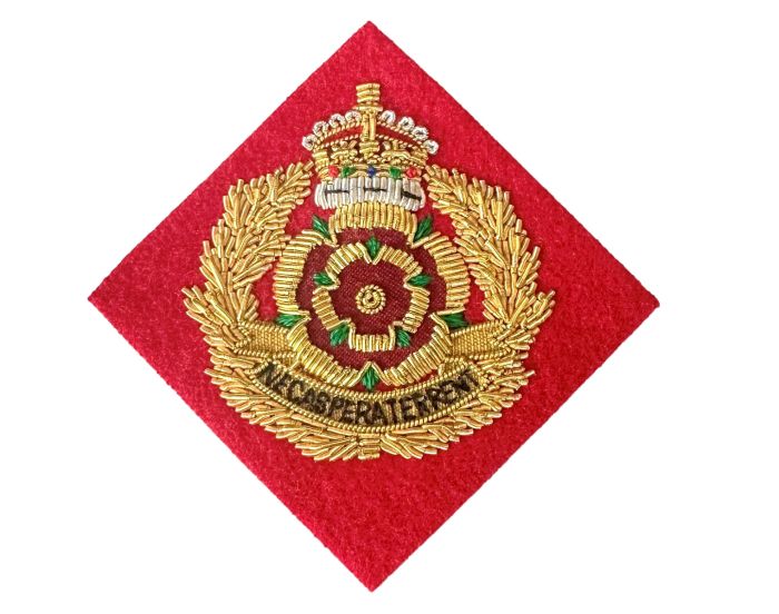 The Duke of Lancaster's Regiment Wire Embroided Officers  Kings Crown Cap / Beret Badge