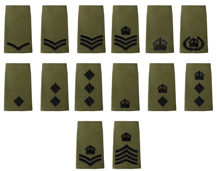 Black on Olive Green Rank Slide Epaulette - Kings Crown C3R (All Ranks)