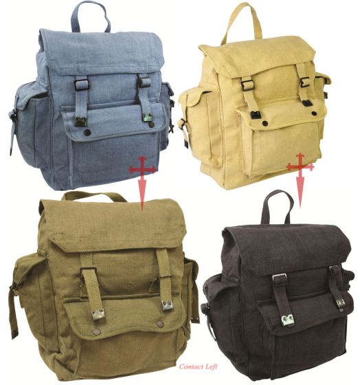 Retro Vintage Mens Ladies Military Army Rucksack Backpack Webbing satchel bag