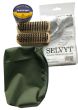 Boot / Shoe Care Kit (Zipped Green Pouch, Brown Saphir Beaute Du Cuir Parade Gloss, Selvyt + 2 Brushes)