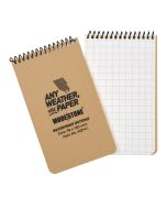 76x130mm Top Spiral Modestone Waterproof Notepad (3"x5" - 100 Pages/50 Sheets)- Military Model - Tan