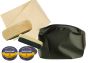 Boot / Shoe Care Kit (Zipped Green Pouch, Black and Brown Saphir Beaute Du Cuir Parade Gloss, Selvyt + 2 Brushes)