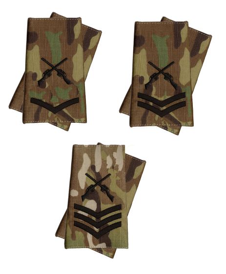 PAIR Black on MTP Crossed Rifles Rank Slides 