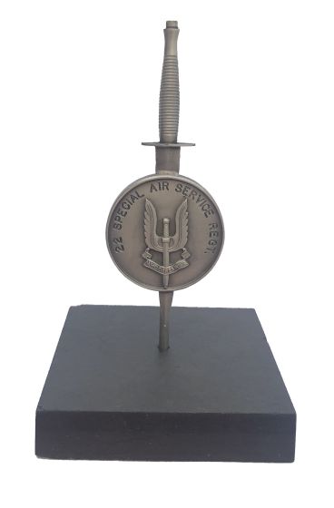 SAS 22 Special Air Service Regiment Pewter Coin on Dagger Presentation