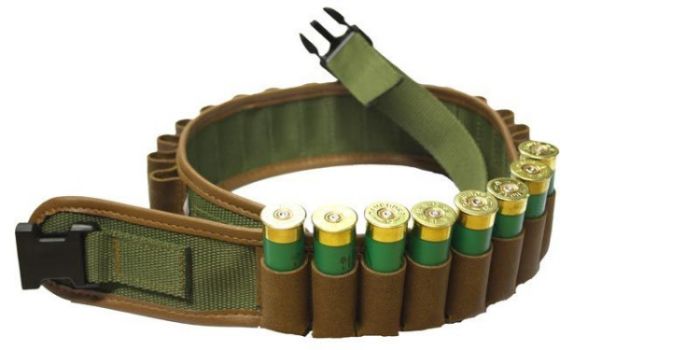 Cartridge Belt Leather on Webbing Open or Closed Loop