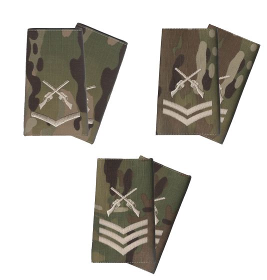 PAIR Ivory on MTP Crossed Rifles Rank Slides 