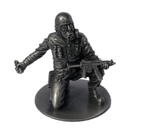 Pewter SAS CRW Figure with Heckler & Koch MP5 + Stun Grenade (Circa 1980)