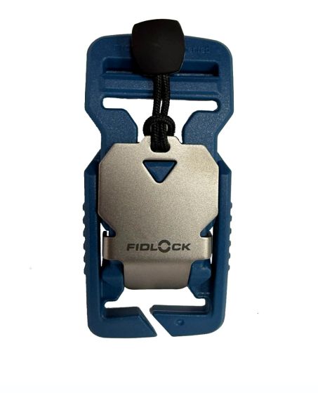 Blue Fidlock V-Buckle - 25mm / 1" Split bar + Stainless Steel Pull Tab  (Pantone 7699c)