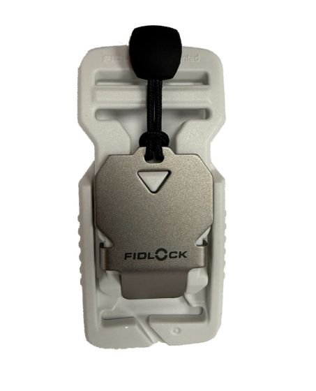 White Fidlock V-Buckle - 25mm / 1" Split bar + Stainless Steel Pull Tab 