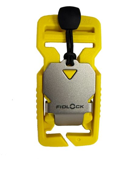 Yellow Fidlock V-Buckle - 25mm / 1" Split bar + Stainless Steel Pull Tab  (Pantone 107c)