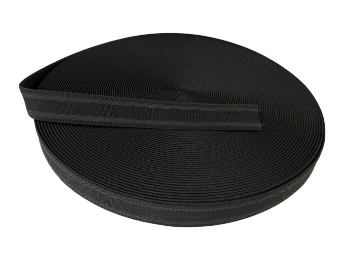 Polypropylene & Rubber 38mm / 1.5" Elasticated Non-Slip Grip Webbing (Black)