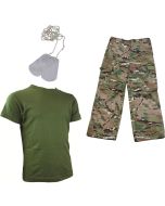 Kids Pack 4 HMTC Trousers, Olive T-shirt & Dog Tags