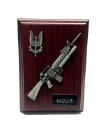 SAS Plaque M203  Rifle and Cap Badge in Pewter (6" x 4")