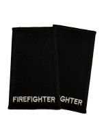 PAIR UK Fire Service Rank Epaulettes – FIREFIGHTER (Silver Embroidery on Black)