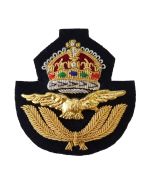 RAF Officers Forage Cap Badge - Kings Crown - Wire Embroided
