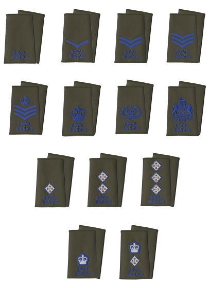 Royal Signals Blue on Olive Green Rank Slide Epaulette (All Ranks)