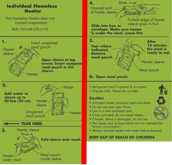 MRE Style Cooker - Flameless Heater - Meals Ready To Eat