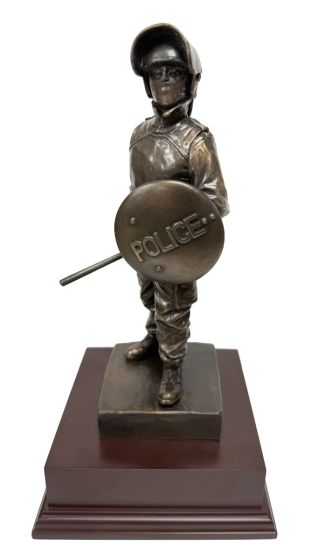 UK Police Public Order / Riot Officer Bronze Statue – 27cm Height